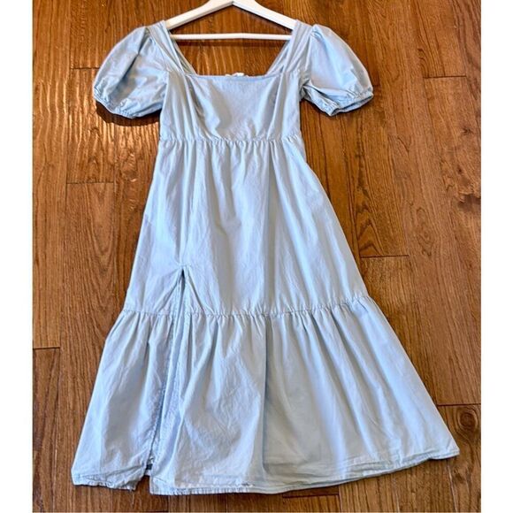 Astr Sky Blue Puff Sleeve Midi Dress - Picture 10 of 12